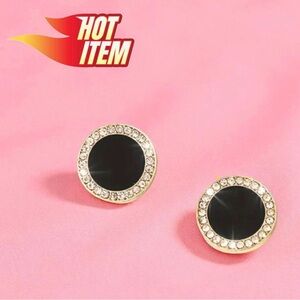 Delicate Round Stud Earrings Alloy Jewelry Embellished With Rhinestones